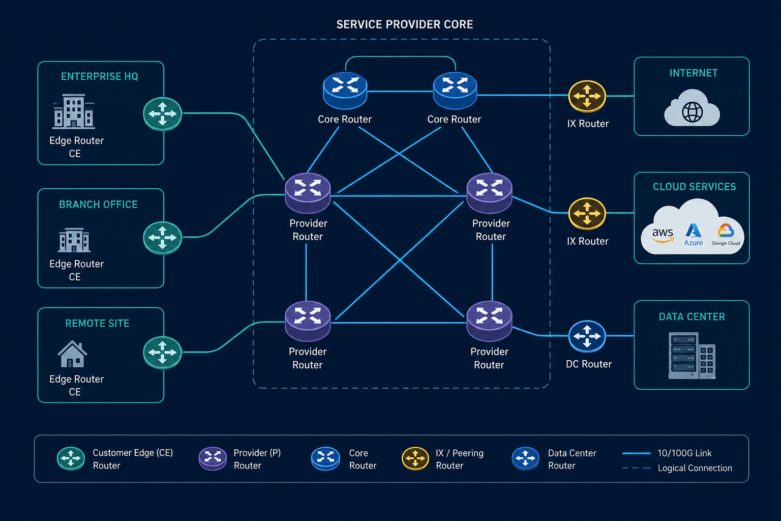 Multi-Vendor Service Provider Core Architecture Concept